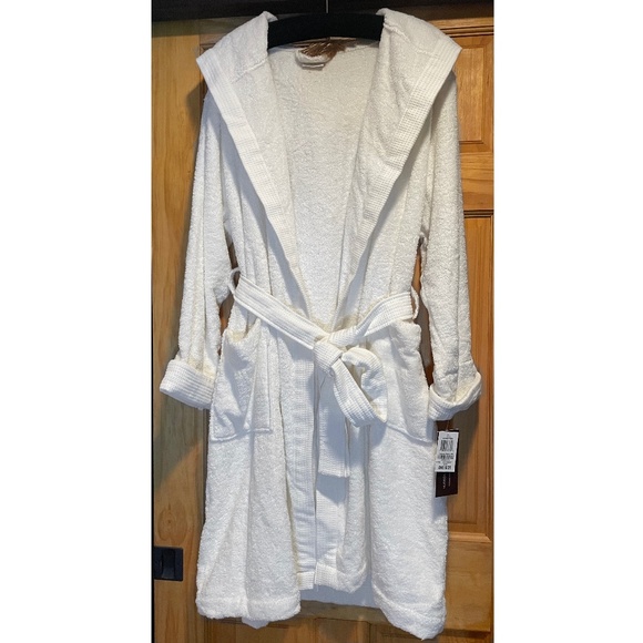 NWT - HUDSON PARK FOR BLOOMINGDALE’S White Turkish Cotton Hooded Bath Robe - Picture 1 of 7